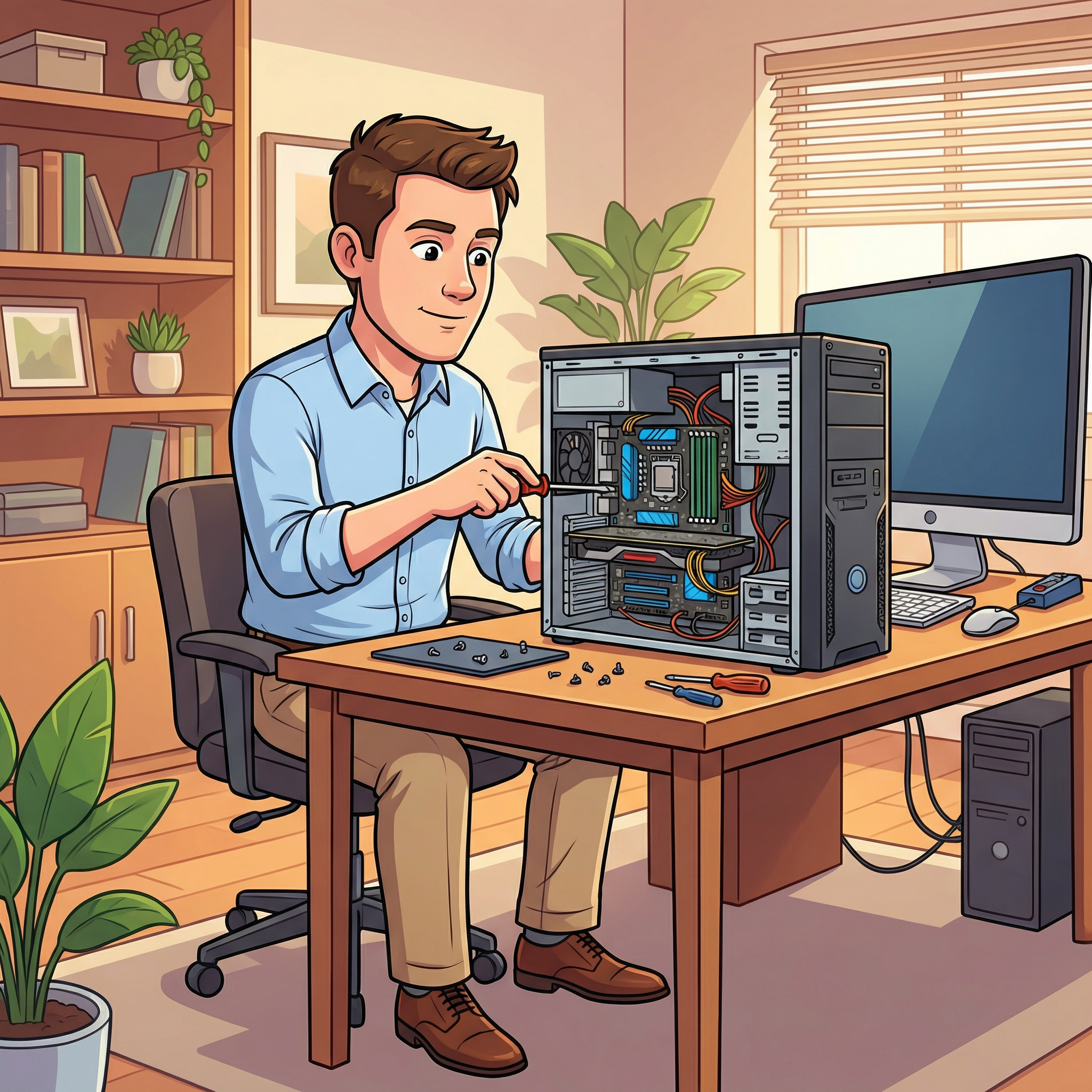 Tyler working on hardware